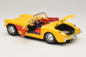 Chevrolet Corvette C1 Cabriolet Gul Rød Bburago 1:18 3034-M2 Metal — billede 5 af 8