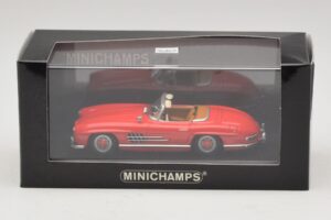Mercedes 300 SL W198 Rød Med Brunt Interiør Minichamps 1:43 MB009 Metal — billede 5 af 5