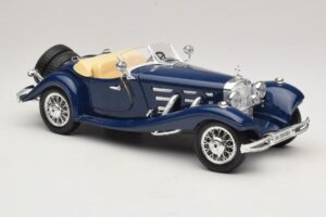 Mercedes 500K Roadster Blå Bburago 1:20 3070 Metal — billede 6 af 8