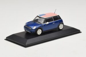 Mini Cooper S R53 Blå Med Amerikansk Flag Minichamps 1:43 MINI014 Metal — billede 2 af 5