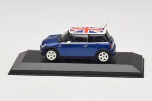Mini Cooper S R53 Blå Med Britisk Flag Minichamps 1:43 MINI026 Metal