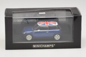 Mini Cooper S R53 Blå Med Britisk Flag Minichamps 1:43 MINI026 Metal — billede 4 af 4