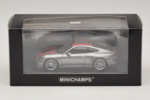 Porsche 911 991.1 R Sølv Med Orange Striber Minichamps 1:43 410066222 Metal — billede 5 af 5