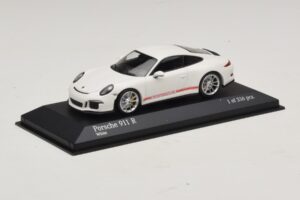 Porsche 911 991.1 R Hvid Med Røde Striber Minichamps 1:43 410066220 Metal