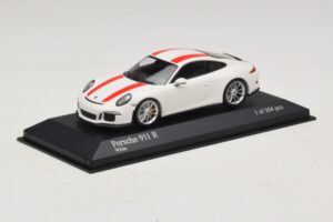 Porsche 911 991.1 R Hvid Med Røde Striber Minichamps 1:43 410066220 Metal — billede 3 af 6