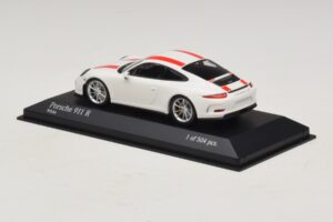 Porsche 911 991.1 R Hvid Med Røde Striber Minichamps 1:43 410066220 Metal — billede 4 af 6