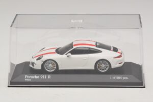 Porsche 911 991.1 R Hvid Med Røde Striber Minichamps 1:43 410066220 Metal — billede 5 af 6