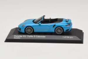 Porsche 911 991.1 Turbo S Cabriolet Blå Minichamps 1:43 410067182 Metal